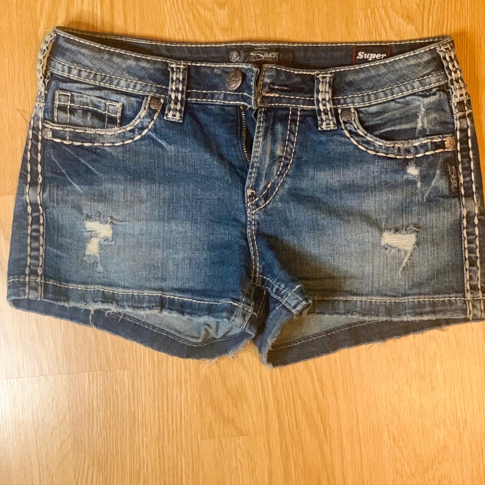 Silver jean shorts